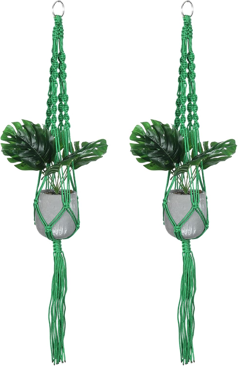 2 Pzas Estantes Colgantes Macramé Madera Plantas Verde