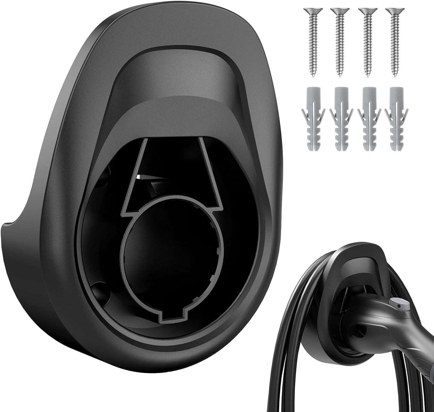 Soporte cable carga EV comp j1772 conector pared