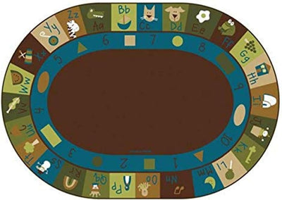 Alfombra aula ovalada 6x9ft colores naturales marrón