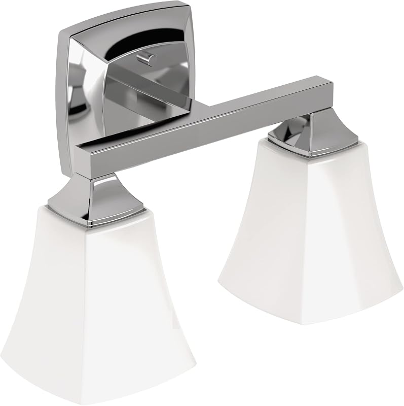 Accesorio baño doble montaje cromado 2 luces vidrio