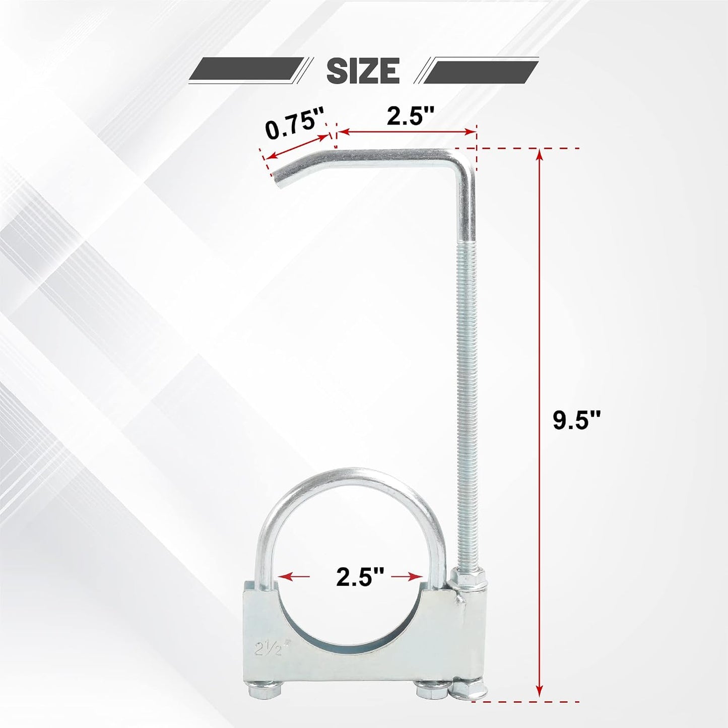 Abrazadera escape con colgador 2.5pulg 2 Uds