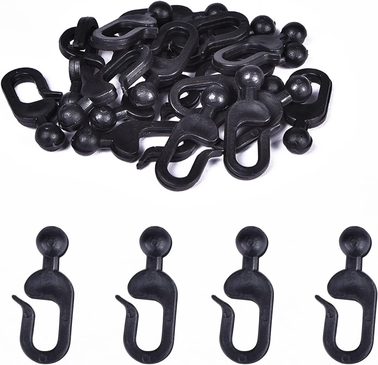36 Ganchos Plástico para Cortinas Cenador Mosquitera Negro