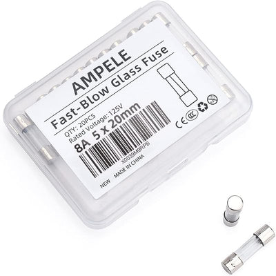 Paquete 20 fusibles 8A 125V vidrio 0.2x0.78pulg
