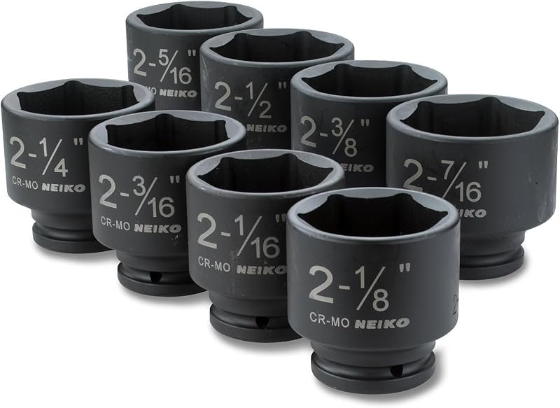Set llaves impacto 3/4" 8 enchufes SAE acero Cr-Mo