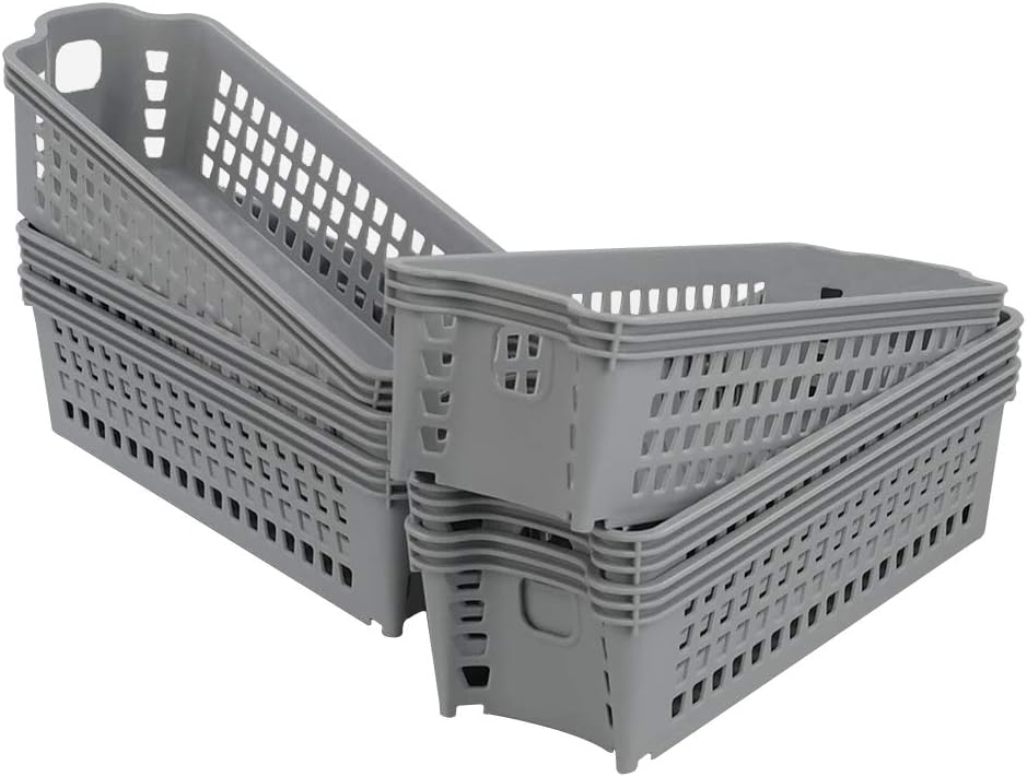Cestas plástico gris 11x3.74x2.76" 6 Pzas