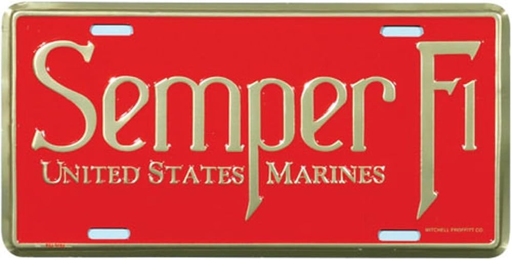 Placa matrícula Cuerpo Marines EE.UU. Semper Fi
