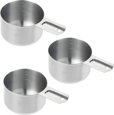 3 Pzas Taza Medidora Acero Inox Asa 8oz