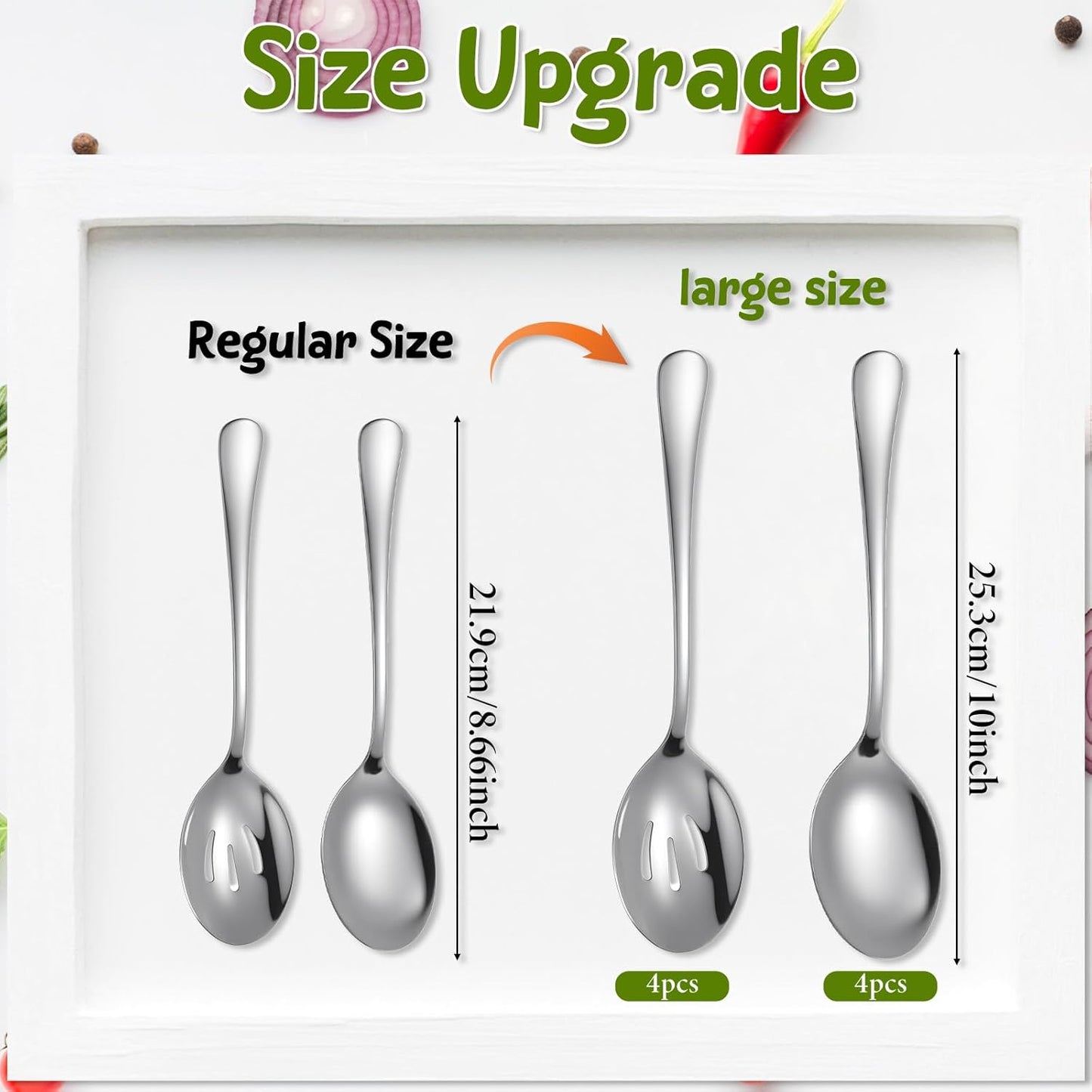Juego de 8 cucharas de servir en acero inoxidable para cocina y fiestas