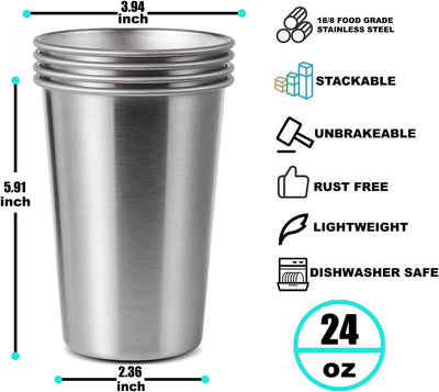 8 Vasos Acero Inox 24oz Irrompibles Apilables