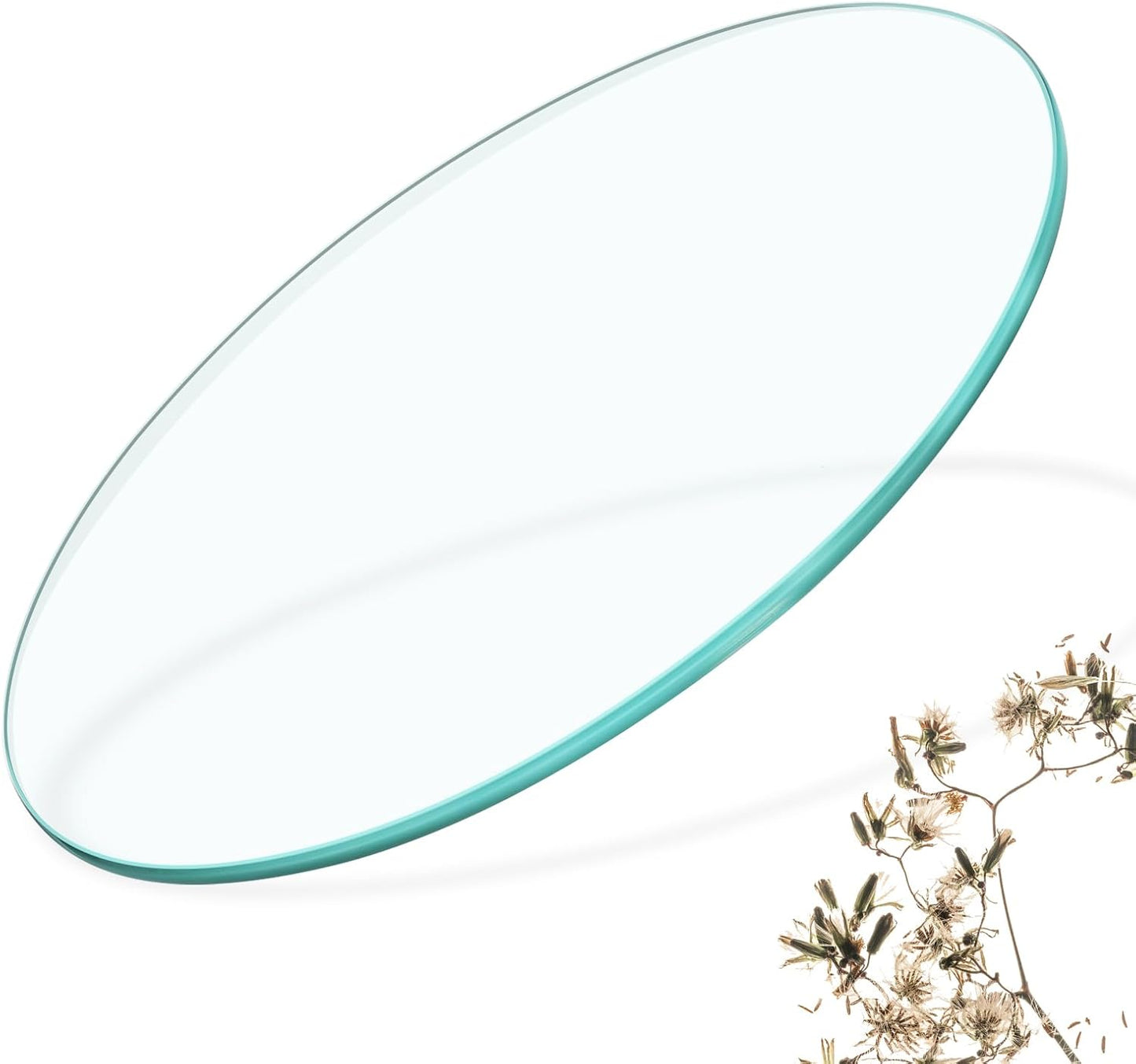 Mesa redonda cristal 18" borde lápiz transparente comedor