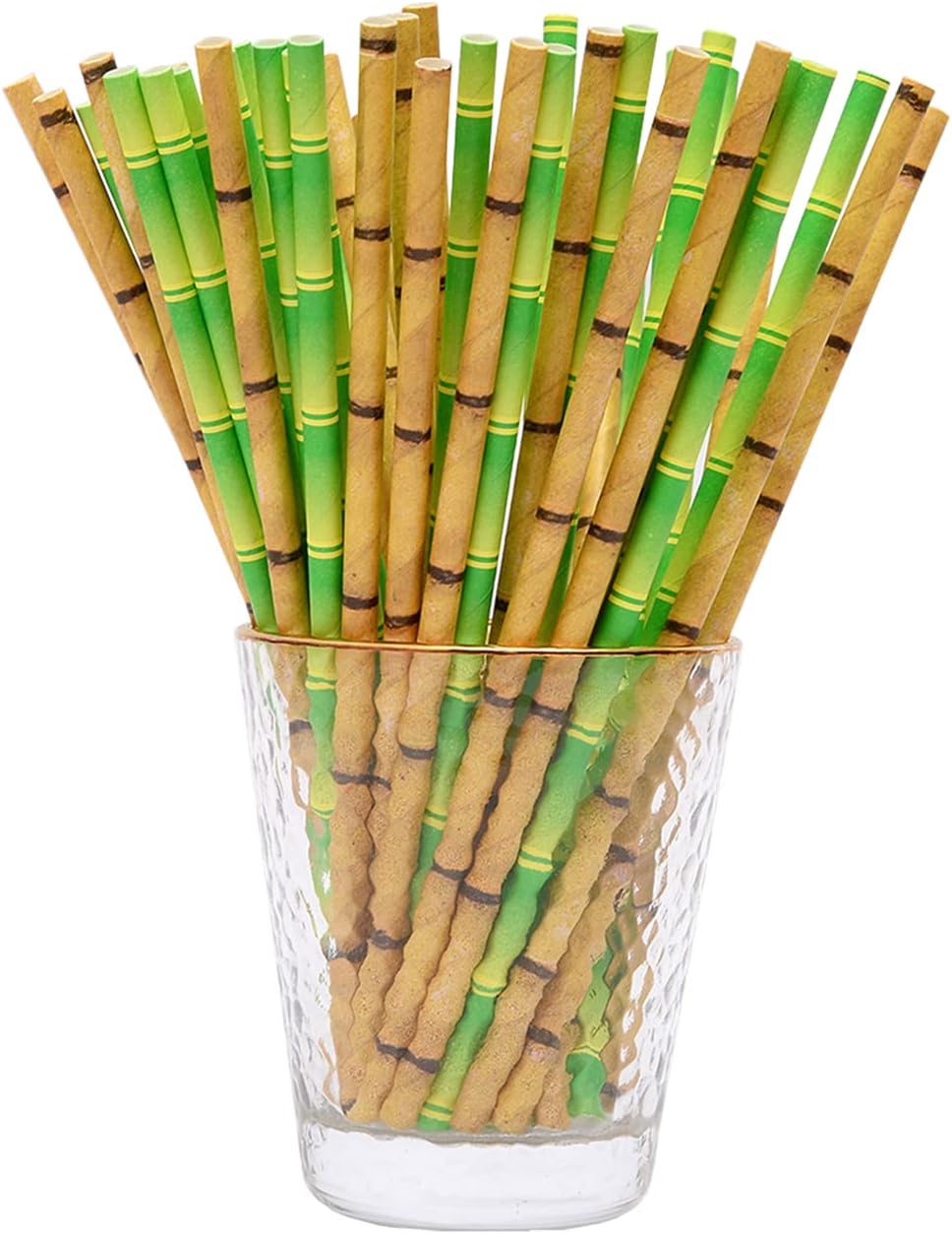 100 Pajitas Bambú Verde Biodegradables 2 Colores para Beber
