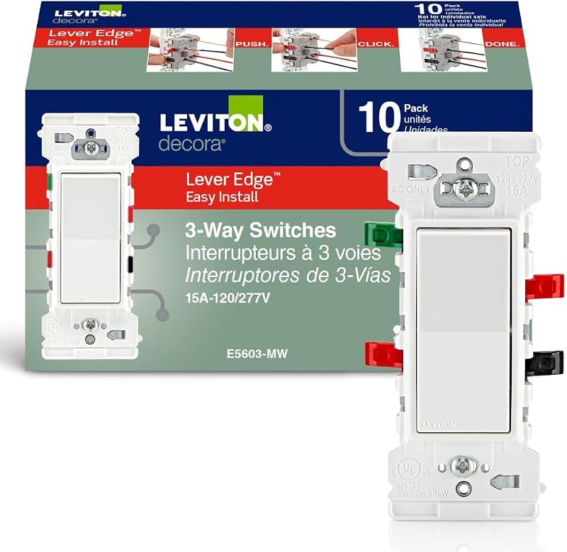 Interruptor basculante 3 vías 15A pack 10 color blanco