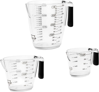 Juego 3 Tazas Medidoras Plástico Transparente 8/16/32oz