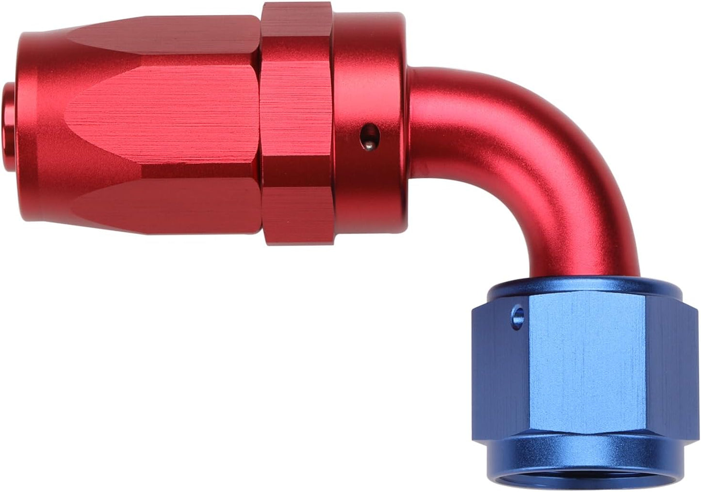 Codo 90 grados aluminio para manguera giratorio azul/rojo