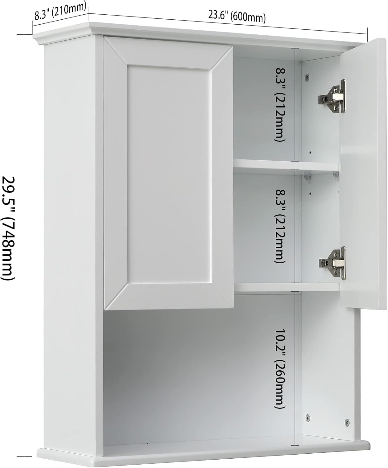 Armario sobre inodoro madera MDF con estantes ajustables