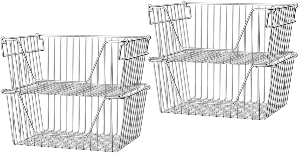 Cestas apilables organiz. metal despensa hogar 4 Pzas