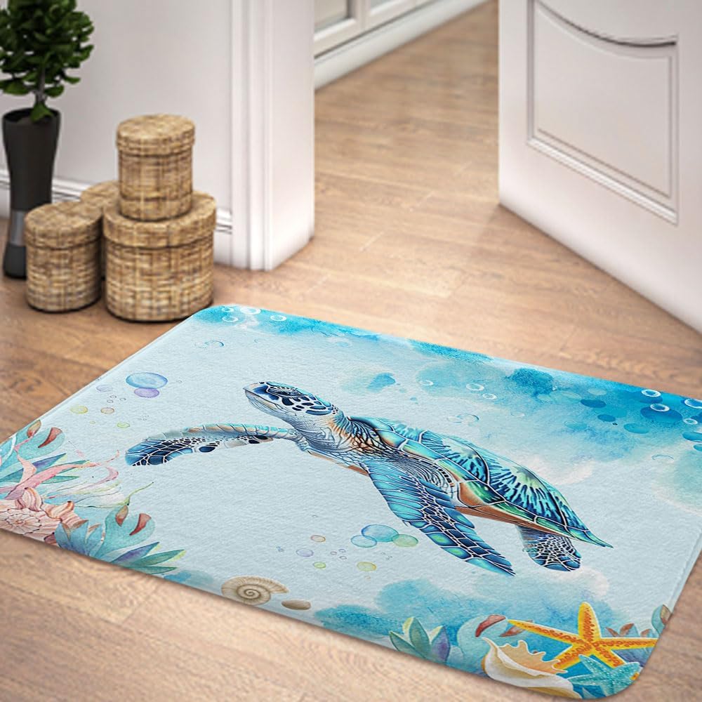 Alfombra baño antideslizante con conchas marinas