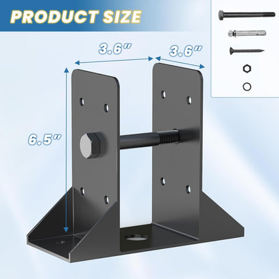 4 Bases Poste 4x4 Soporte Barandilla Cubierta Negro