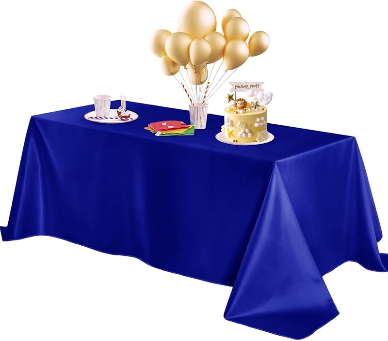 Mantel rectangular satén azul real 60x84pulg sedoso para comedor