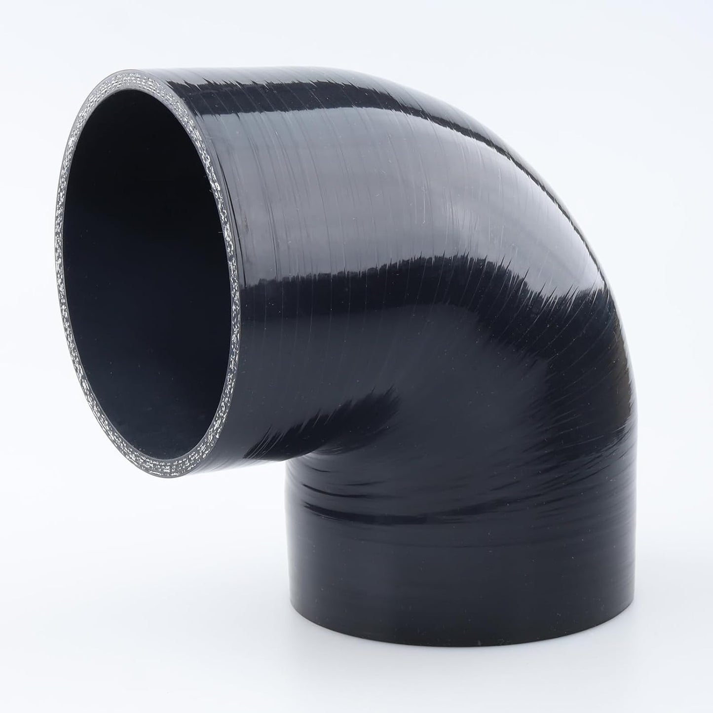 Acoplador codo 90 grados manguera silicona 4 capas negra
