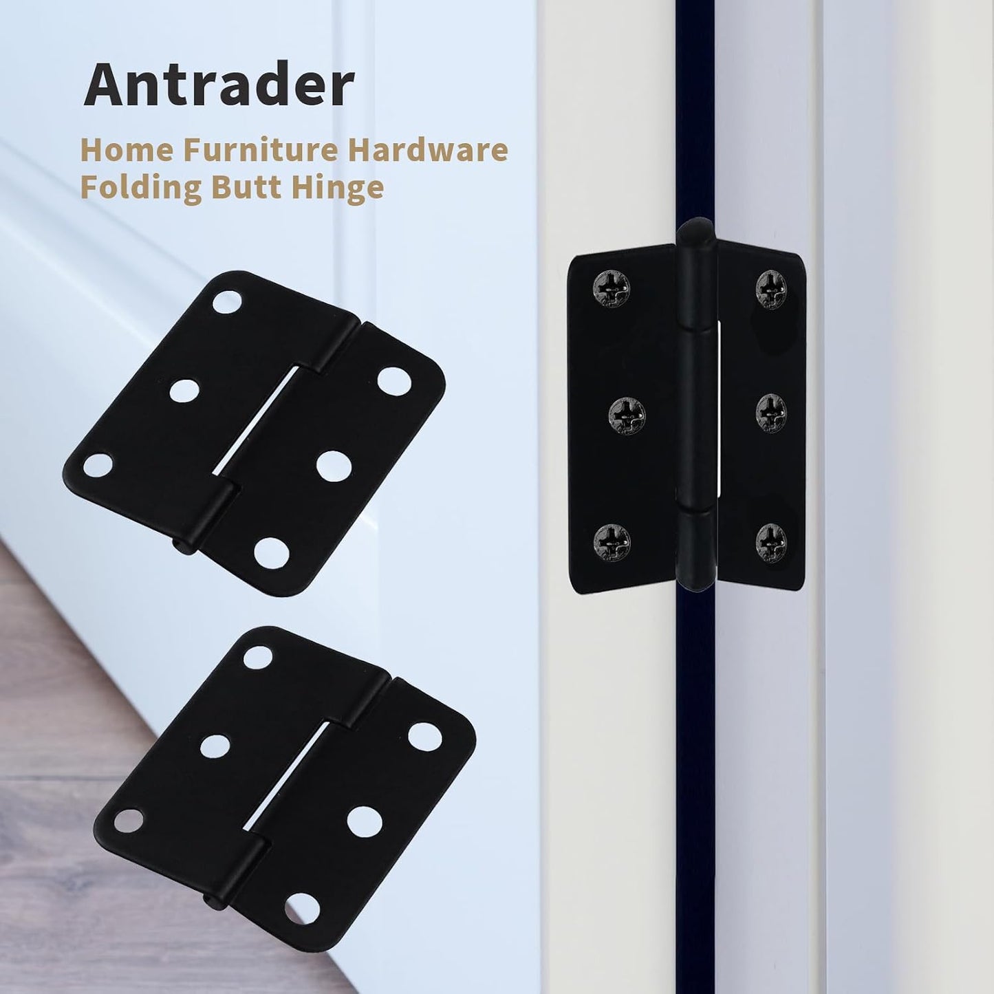 Bisagra asimétrica negra plana para armario 1.5pulg set 24
