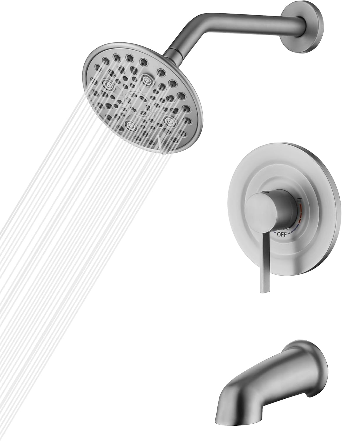 Set grifo bañera y ducha níquel cepillado 6 pulverizadores