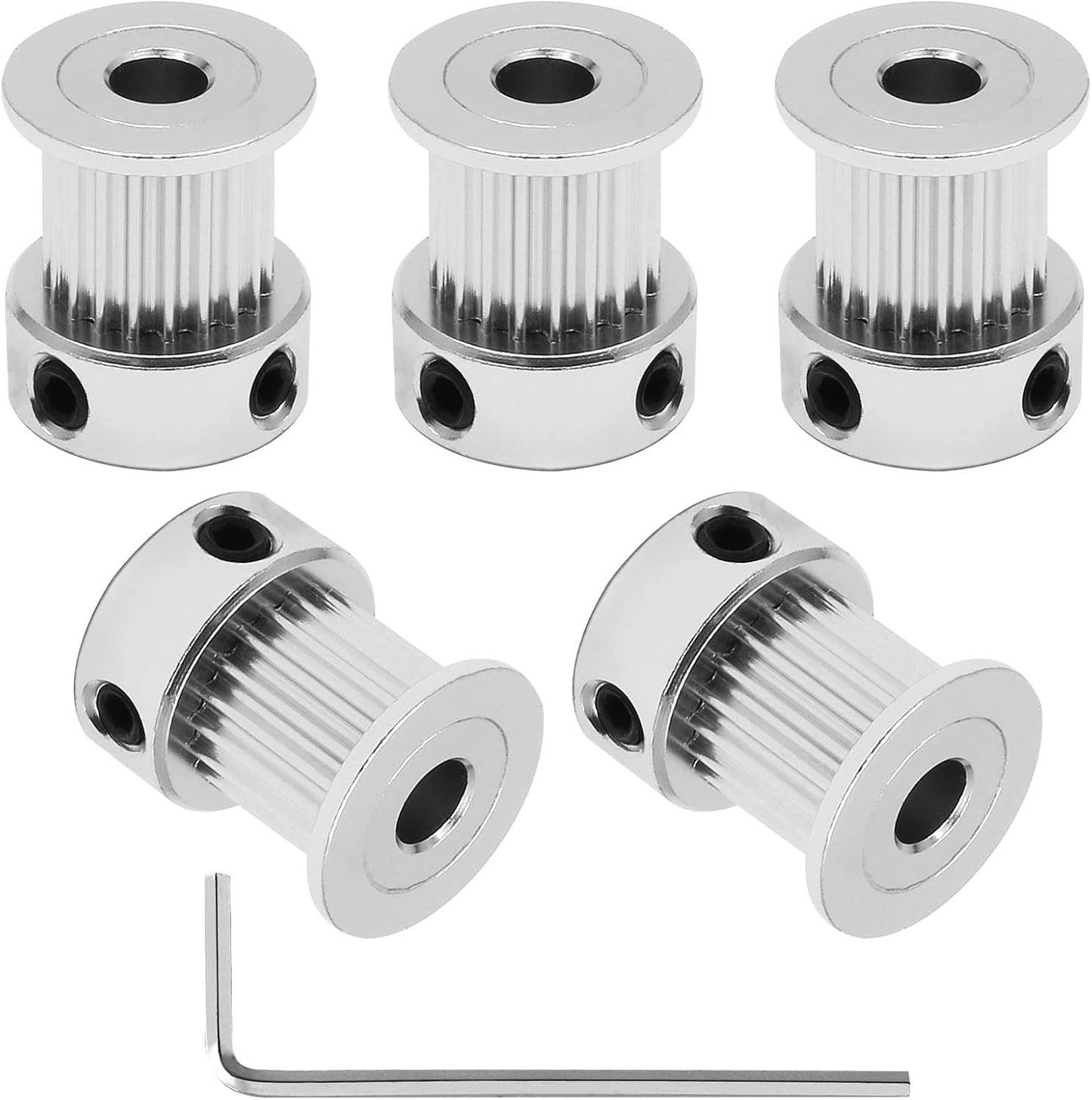 5 Pzas Polea GT2 20 Dientes Aluminio