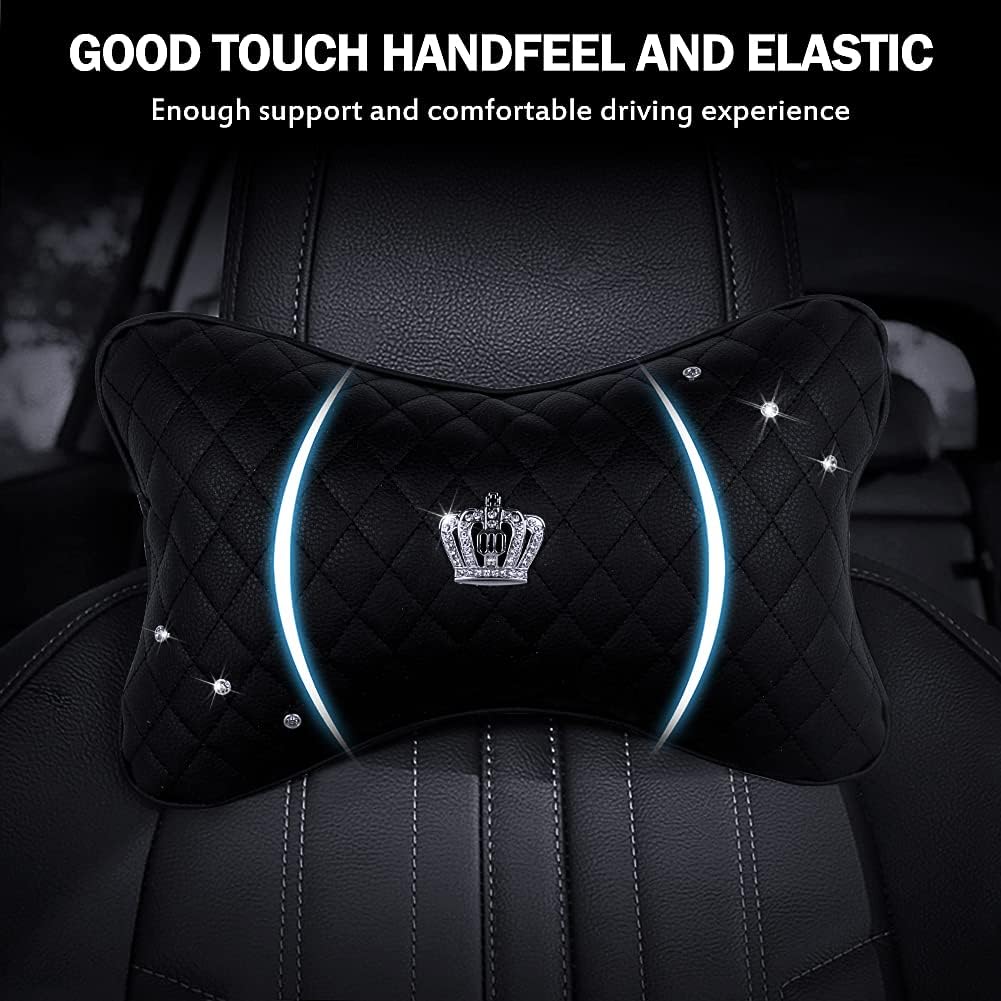 2 Pzas Almohada Cuello Coche Sintética Negro