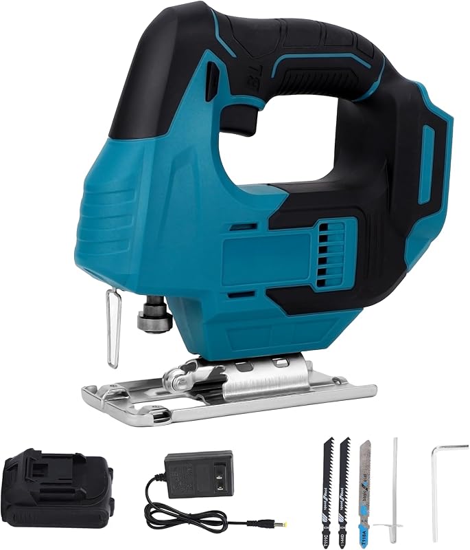Sierra inalámbrica sin escobillas 20V con luz LED color azul