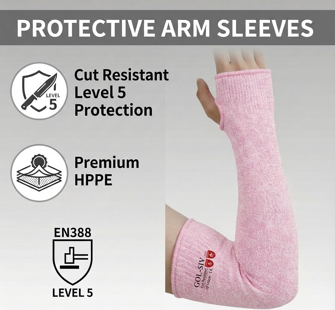 Mangas protectoras brazo A5 rosa para jardinería 45cm