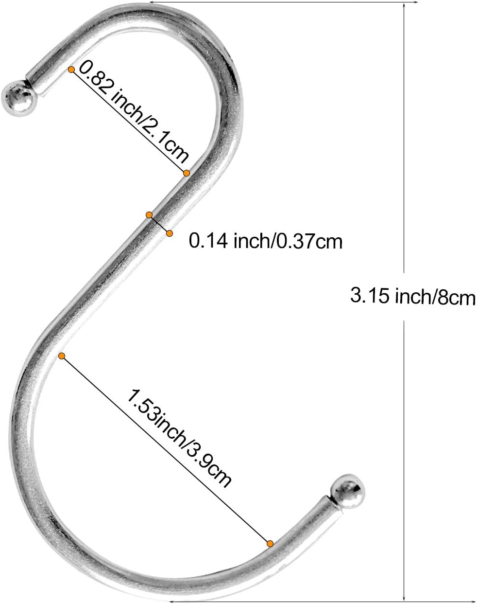 Ganchos S acero inox 3" color plateado