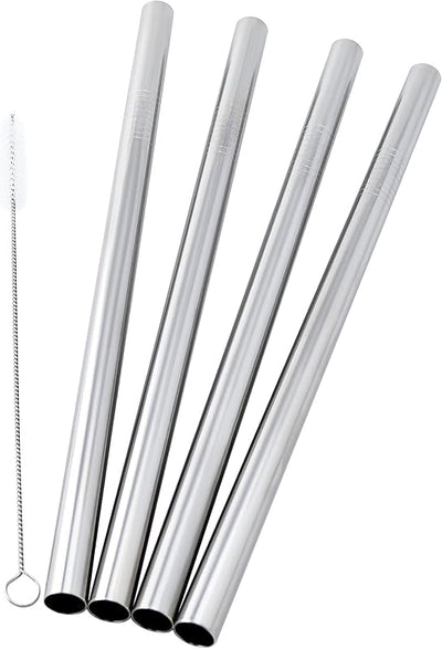Batido grueso acero inox 9.5x0.5pulg 4 popotes anchos