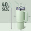 Vaso acero inox 40oz con asa tapa popote aislado