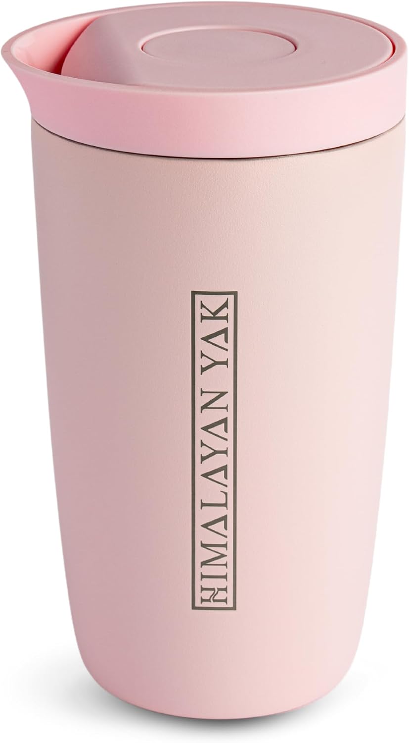 Taza café viaje 11.8oz acero inox doble pared tapa segura rosa