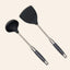 Set 2 Utensilios Silicona Wok Acero Inox Negro
