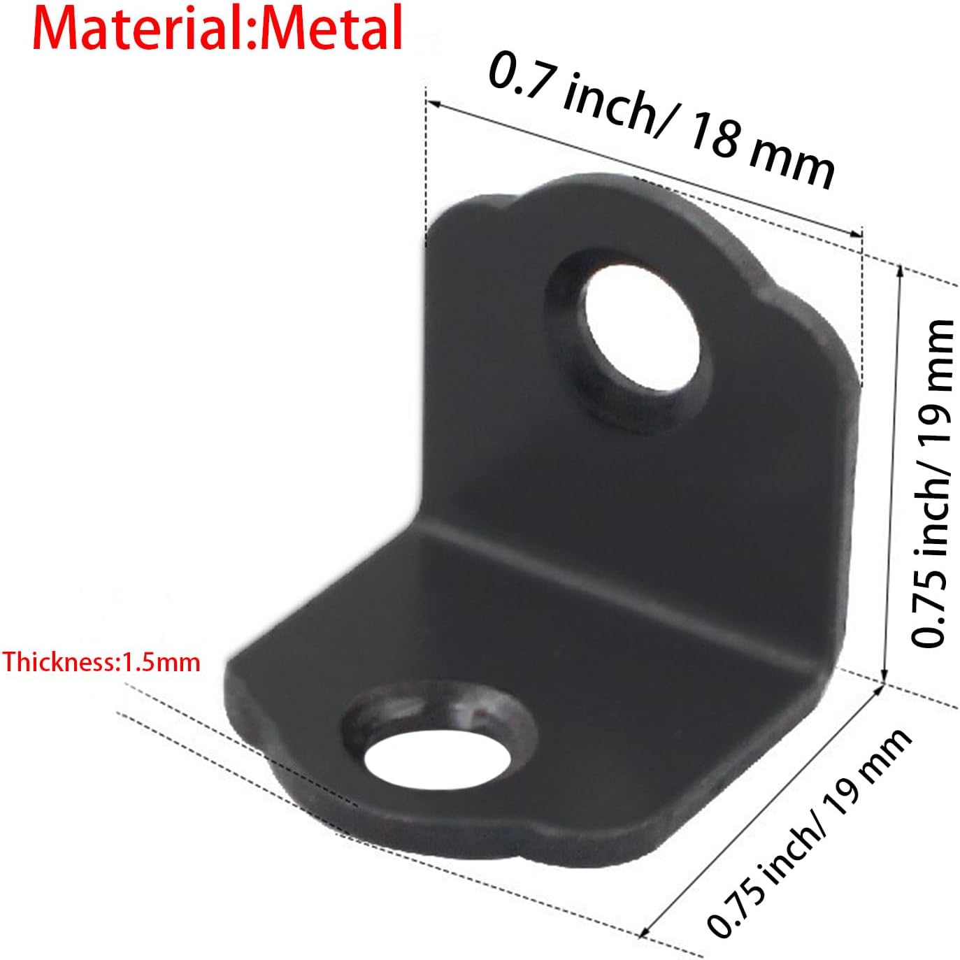 50 Soportes Esquina L Metal Resistente 0.75x0.75" Negro