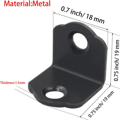 50 Soportes Esquina L Metal Resistente 0.75x0.75" Negro
