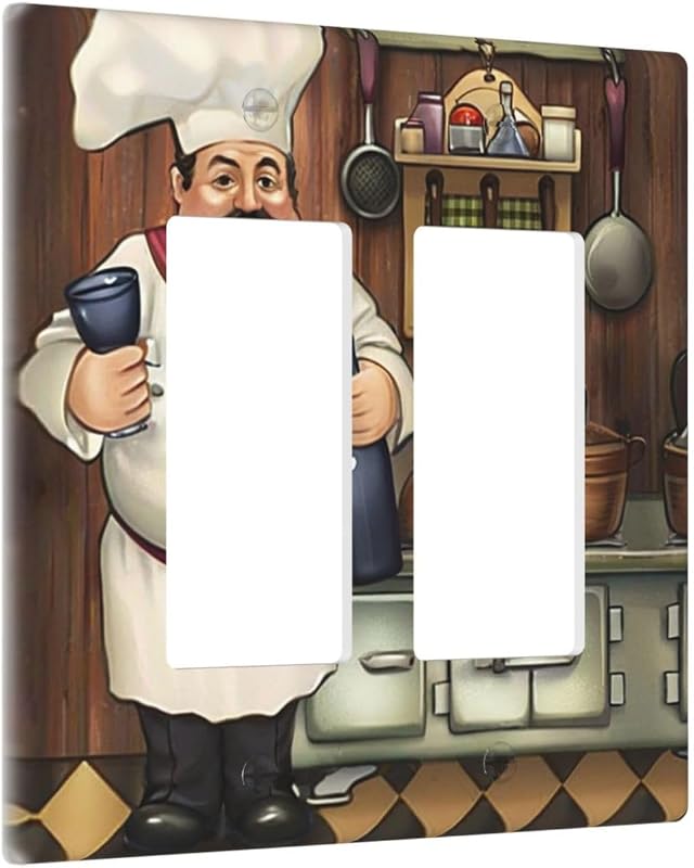 Placa interruptor cocina retro dibujos animados chef gordo