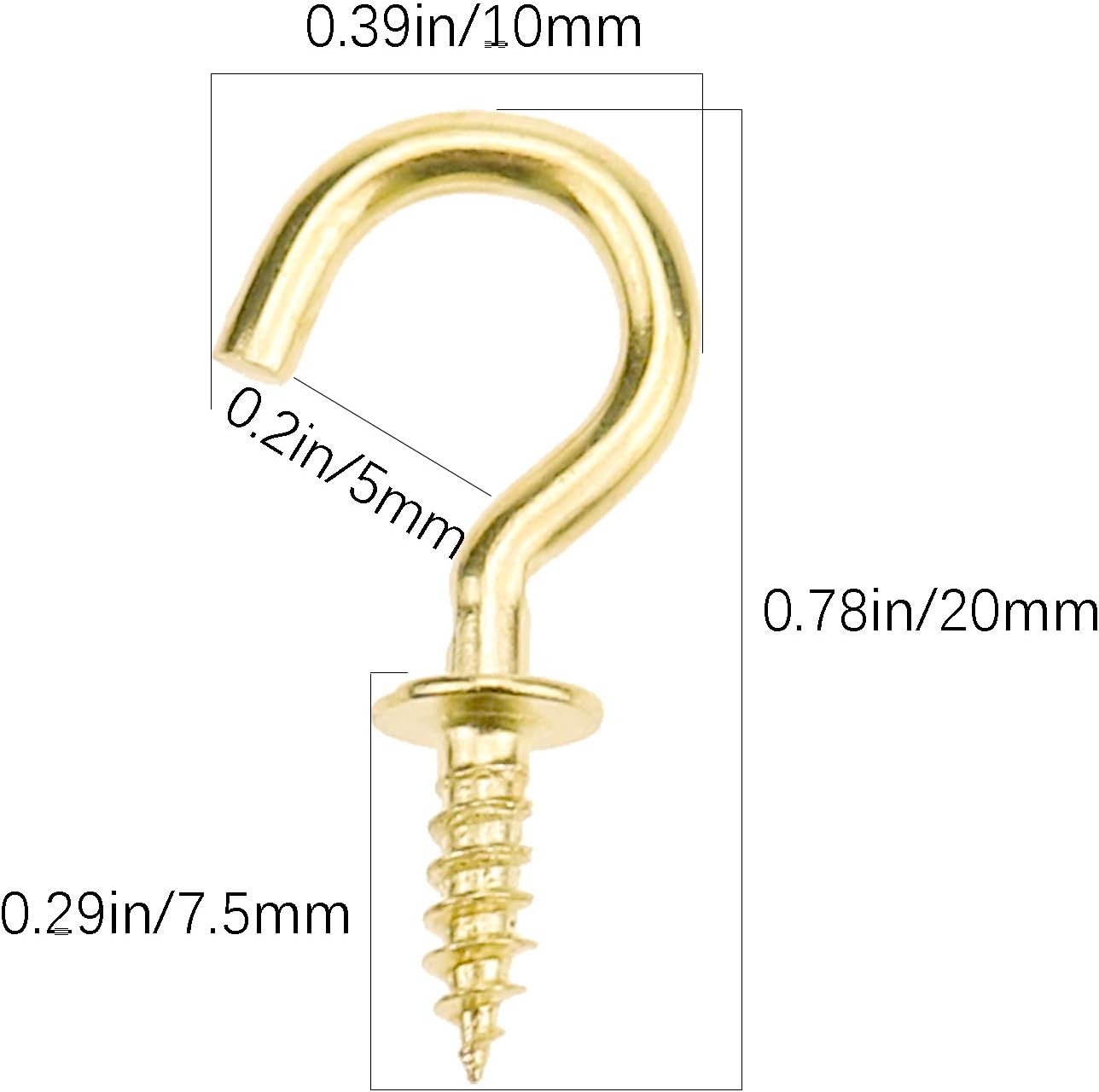 200 Ganchos Latón Dorado 1/2" Pared Yeso Madera 3.5lb