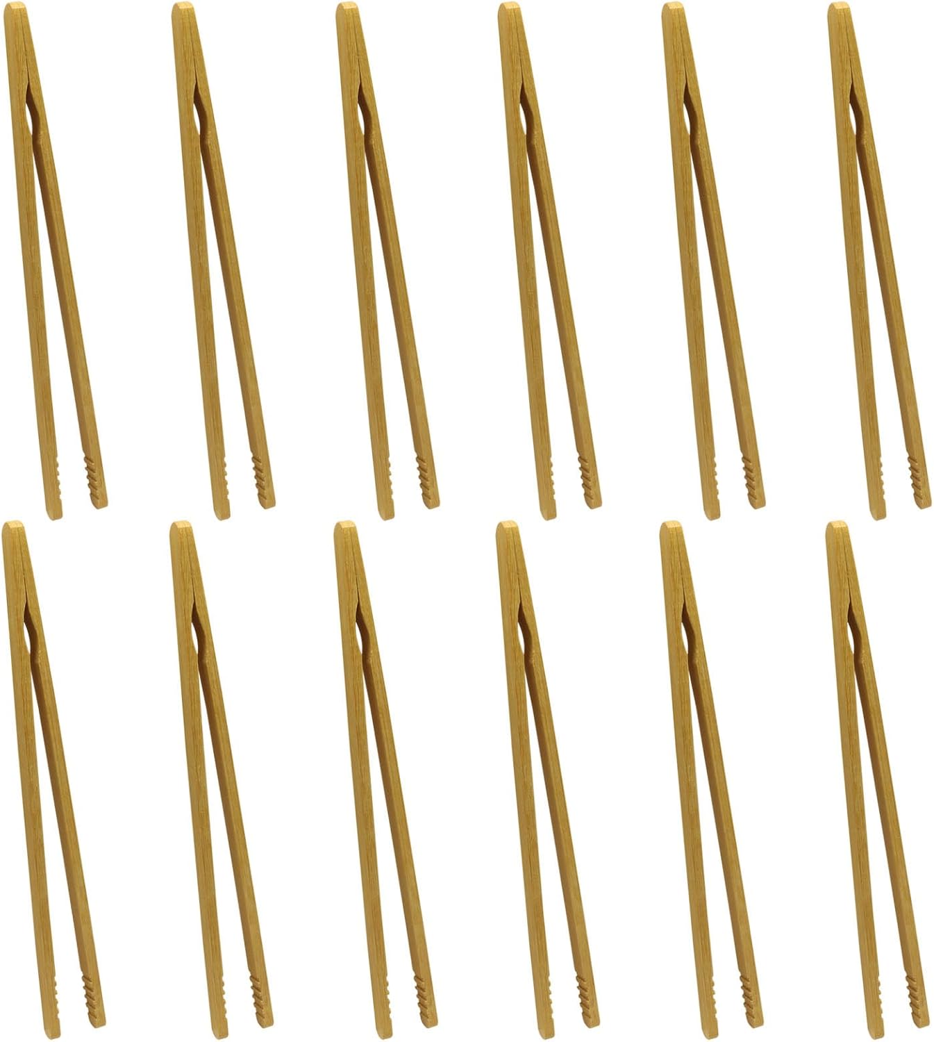 12 Pinzas Bambú 7pulg Multiusos Para Picnic