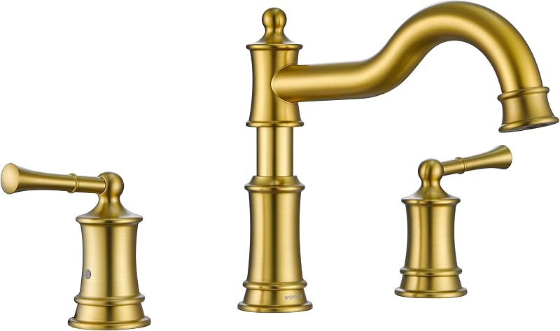 Grifo romano bañera 3 agujeros cartucho 2 manijas oro
