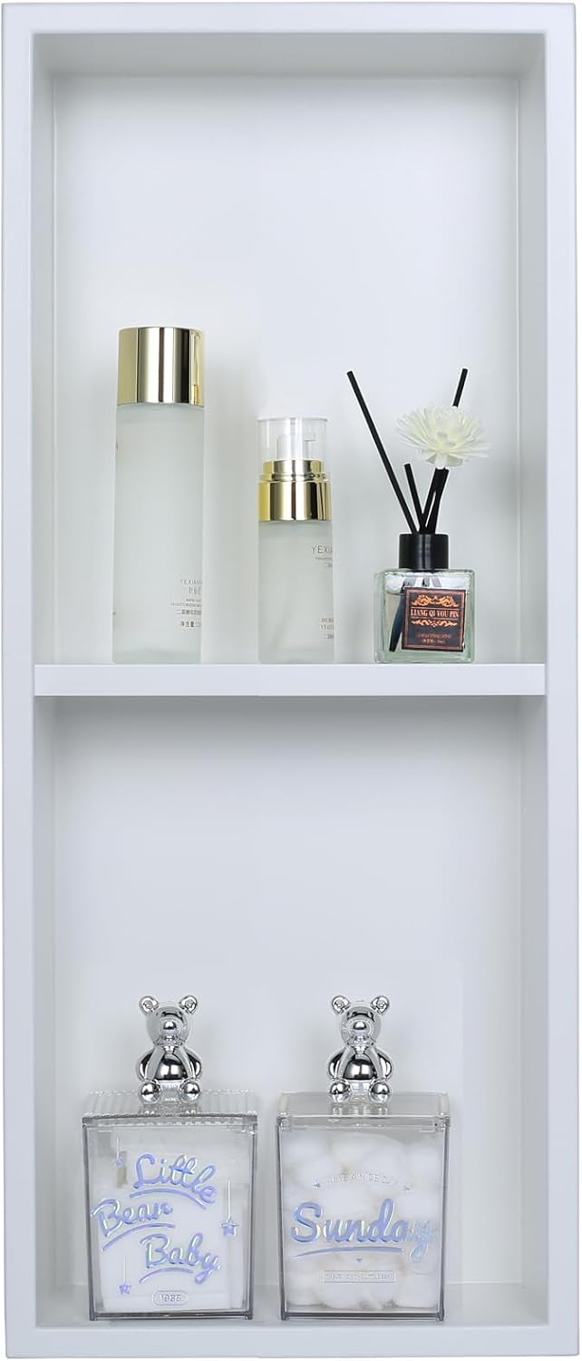 Estante ducha acero inox 24x8pulg blanco