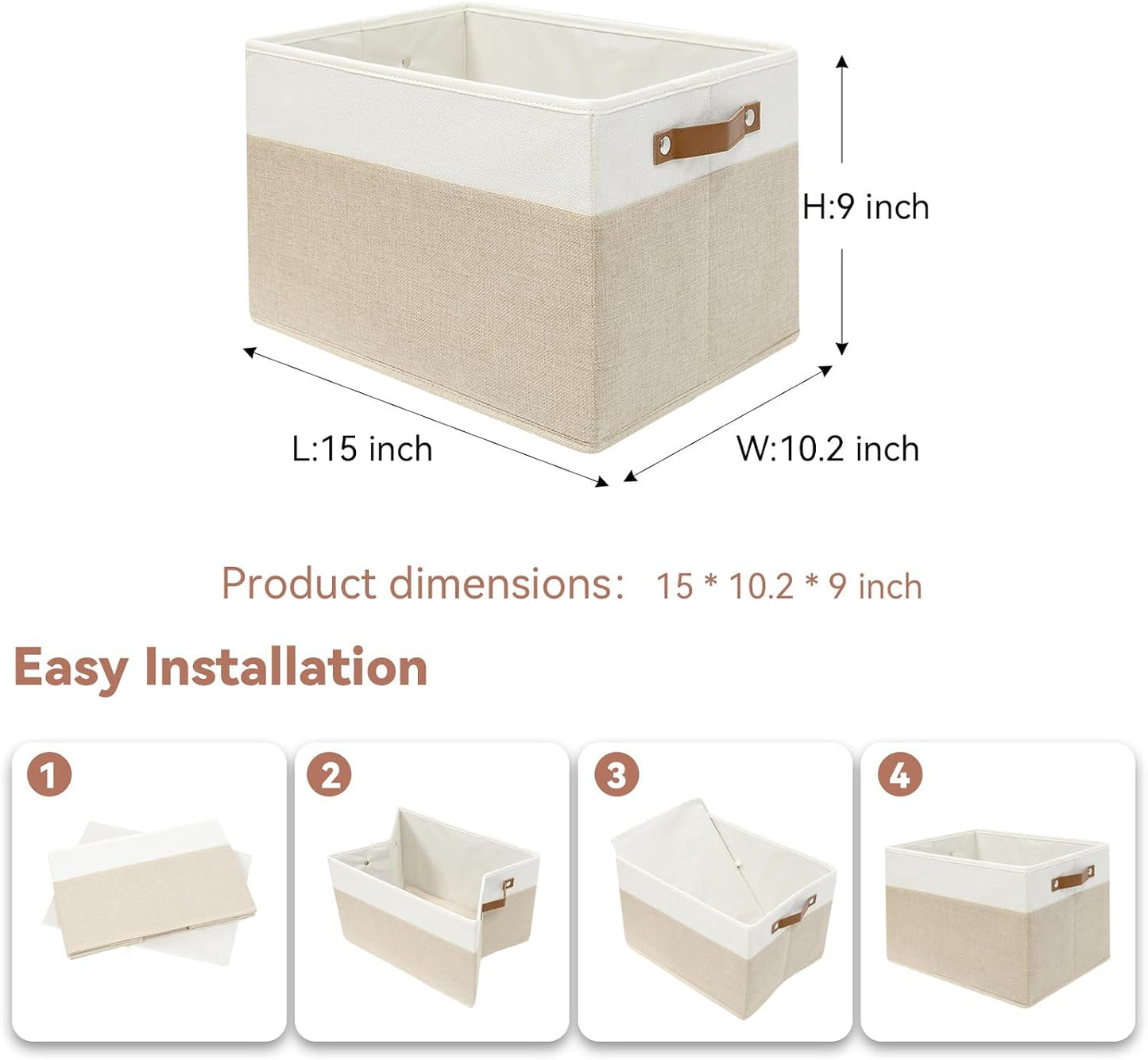 6 Cestas Tela Organización Hogar Oficina 15x10.2"