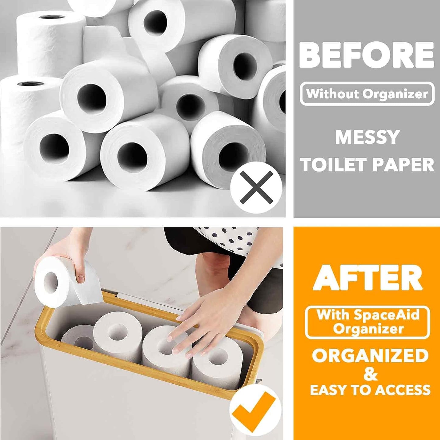 Contenedor papel higiénico extra grande con tapa 24 rollos