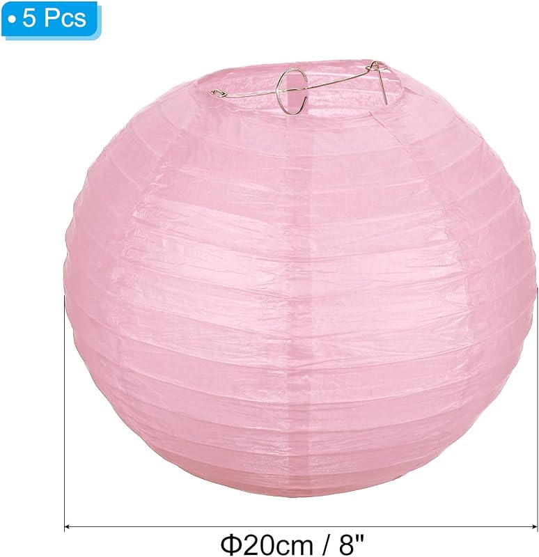 5 Pzas Faroles Papel 8pulg Colgantes Rosa Decoración Hogar