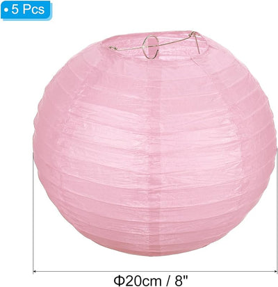 5 Pzas Faroles Papel 8pulg Colgantes Rosa Decoración Hogar