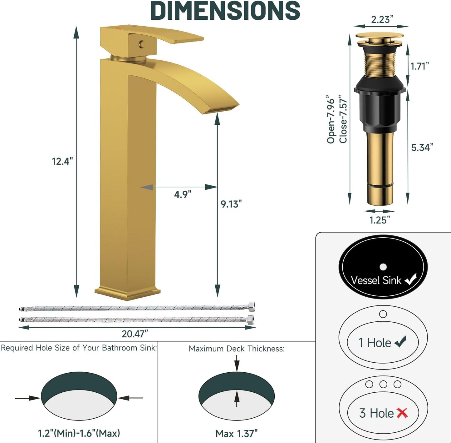 Grifo lavabo vaso oro cepillado estilo cascada una manija