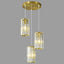 Lámpara colgante dorada moderna 3 luces cristal cocina
