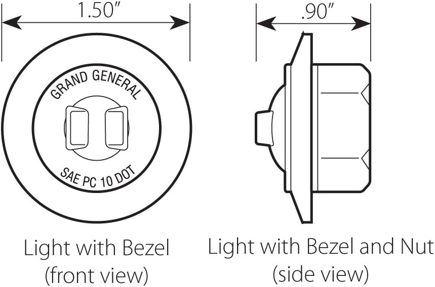Luz LED sellada ámbar 1" bisel plástico cromado