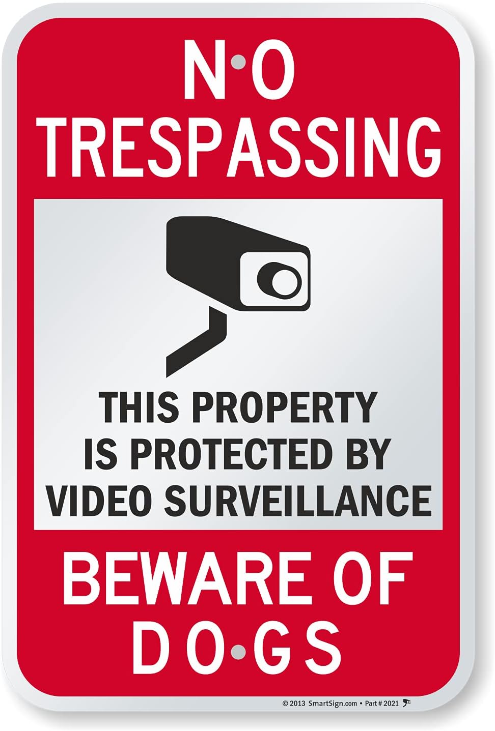 Cartel seguridad No Trespassing con perros negro/rojo